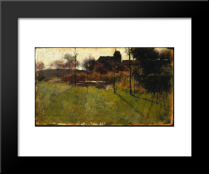 Afternoon By The River At Grez 20x24 Black Modern Wood Framed Art Print Poster by Metcalf, Willard