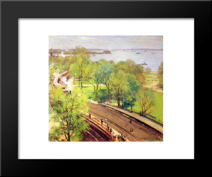 Battery Park, Spring 20x24 Black Modern Wood Framed Art Print Poster by Metcalf, Willard