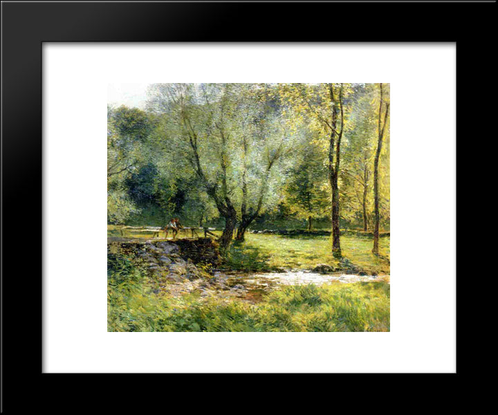 Boys Fishing 20x24 Black Modern Wood Framed Art Print Poster by Metcalf, Willard