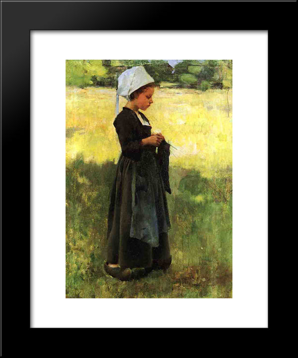 Breton Girl 20x24 Black Modern Wood Framed Art Print Poster by Metcalf, Willard