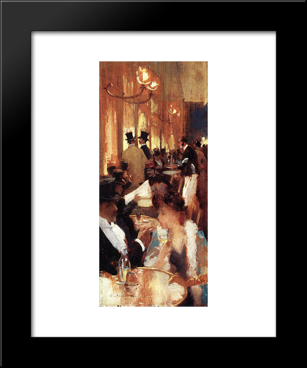 Cafe 20x24 Black Modern Wood Framed Art Print Poster by Metcalf, Willard