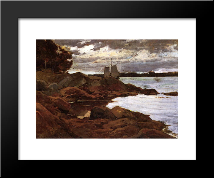 Close Of Day On The Maine Shore 20x24 Black Modern Wood Framed Art Print Poster by Metcalf, Willard