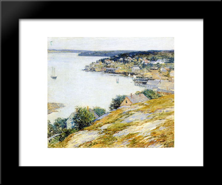 East Boothbay Harbor 20x24 Black Modern Wood Framed Art Print Poster by Metcalf, Willard