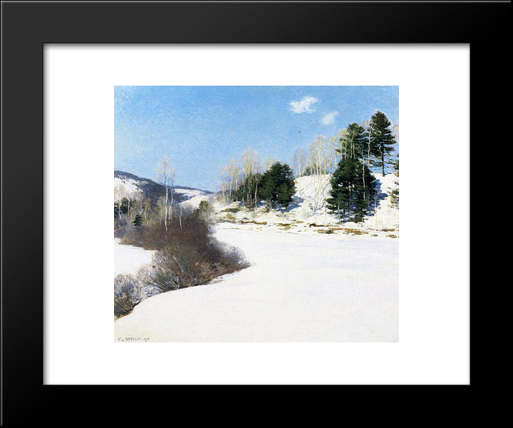 Hush Of Winter 20x24 Black Modern Wood Framed Art Print Poster by Metcalf, Willard
