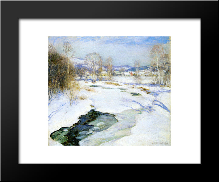 Icebound Brook (Aka Winter'S Mantle) 20x24 Black Modern Wood Framed Art Print Poster by Metcalf, Willard