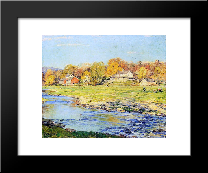 Late Afternoon In October 20x24 Black Modern Wood Framed Art Print Poster by Metcalf, Willard