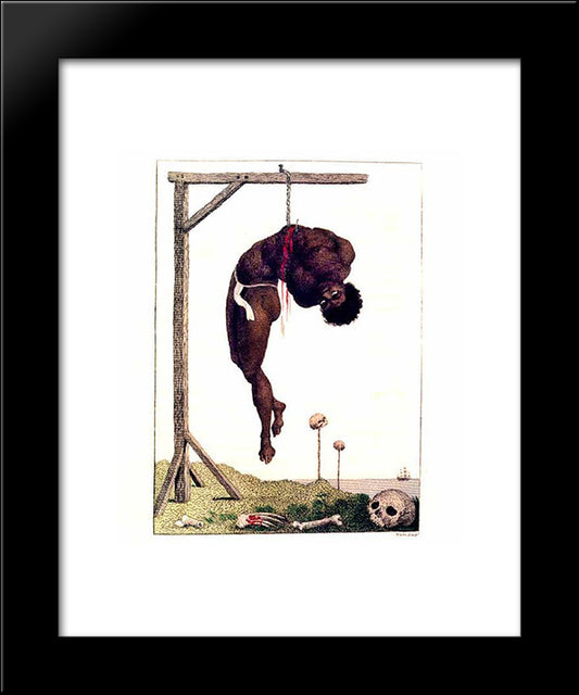 A Negro Hung Alive By The Ribs To A Gallows 20x24 Black Modern Wood Framed Art Print Poster by Blake, William