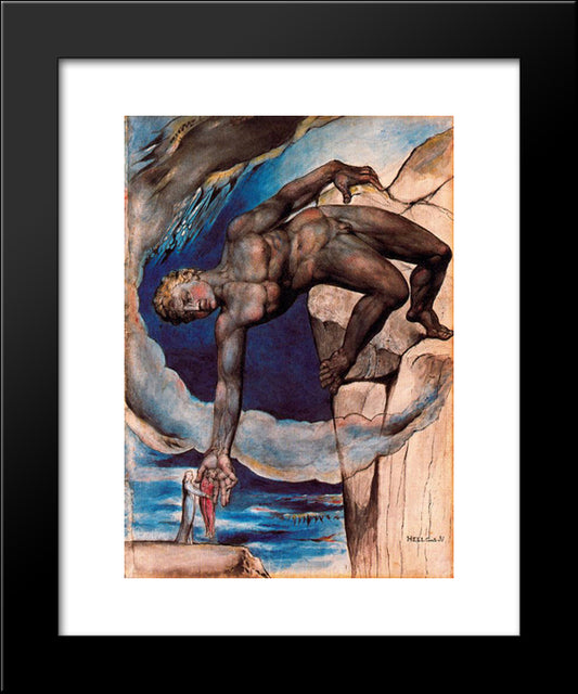 Antaeus Setting Down Dante And Virgil In The Last Circle Of Hell 20x24 Black Modern Wood Framed Art Print Poster by Blake, William