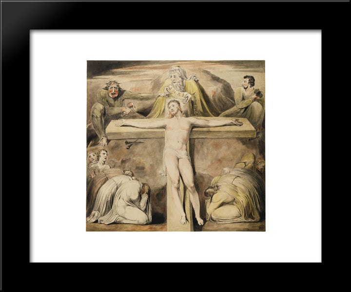 Christ Nailed To The Cross The Third Hour 20x24 Black Modern Wood Framed Art Print Poster by Blake, William