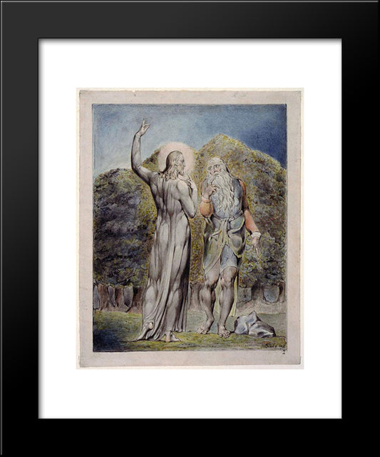 Christ Tempted By Satan To Turn The Stones To Bread 20x24 Black Modern Wood Framed Art Print Poster by Blake, William