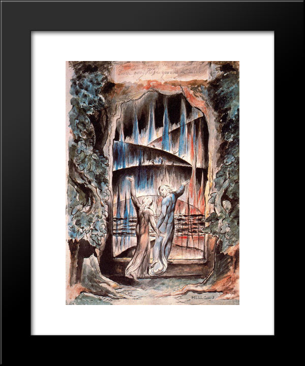 Dante And Virgil At The Gates Of Hell 20x24 Black Modern Wood Framed Art Print Poster by Blake, William