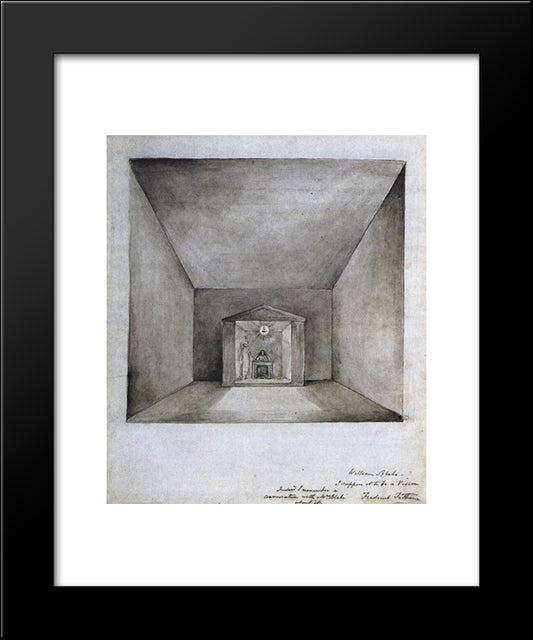 Elisha In The Chamber On The Wall 20x24 Black Modern Wood Framed Art Print Poster by Blake, William