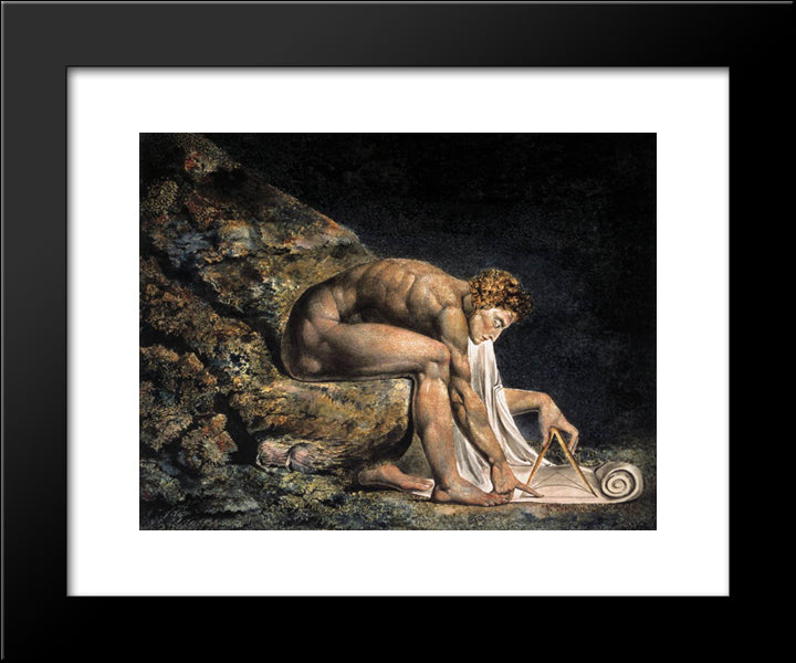 Isaac Newton 20x24 Black Modern Wood Framed Art Print Poster by Blake, William