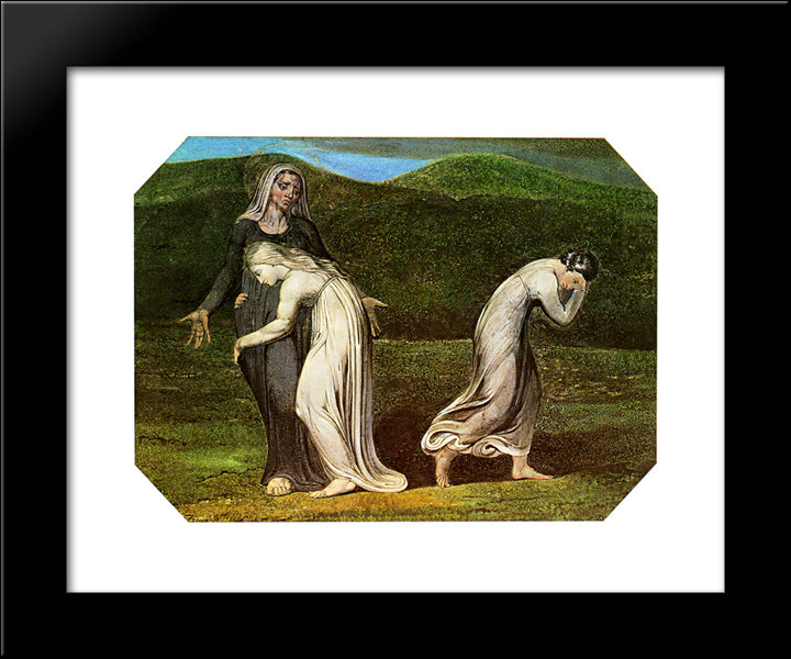 Naomi Entreating Ruth And Orpah To Return To The Land Of Moab 20x24 Black Modern Wood Framed Art Print Poster by Blake, William