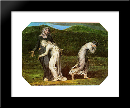 Naomi Entreating Ruth And Orpah To Return To The Land Of Moab 20x24 Black Modern Wood Framed Art Print Poster by Blake, William