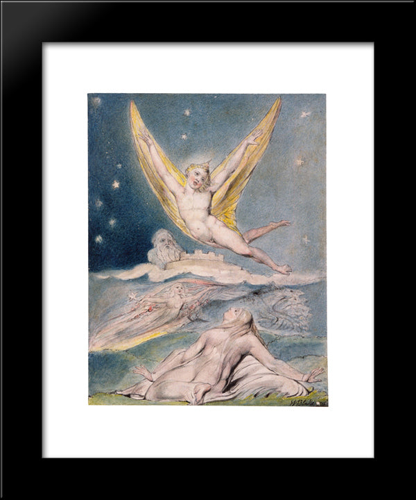 Night Startled By The Lark 20x24 Black Modern Wood Framed Art Print Poster by Blake, William