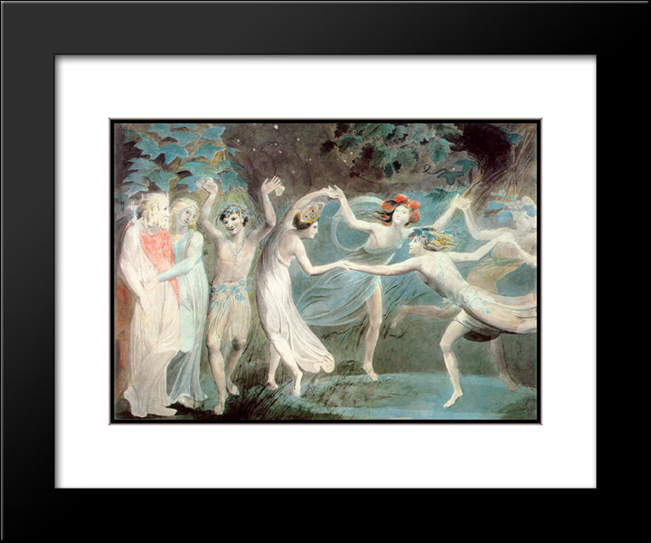 Oberon, Titania And Puck With Fairies Dancing 20x24 Black Modern Wood Framed Art Print Poster by Blake, William