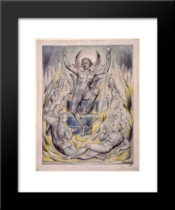 Satan Addressing His Potentates 20x24 Black Modern Wood Framed Art Print Poster by Blake, William