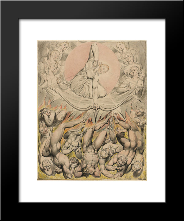 The Casting Of The Rebel Angels Into Hell 20x24 Black Modern Wood Framed Art Print Poster by Blake, William