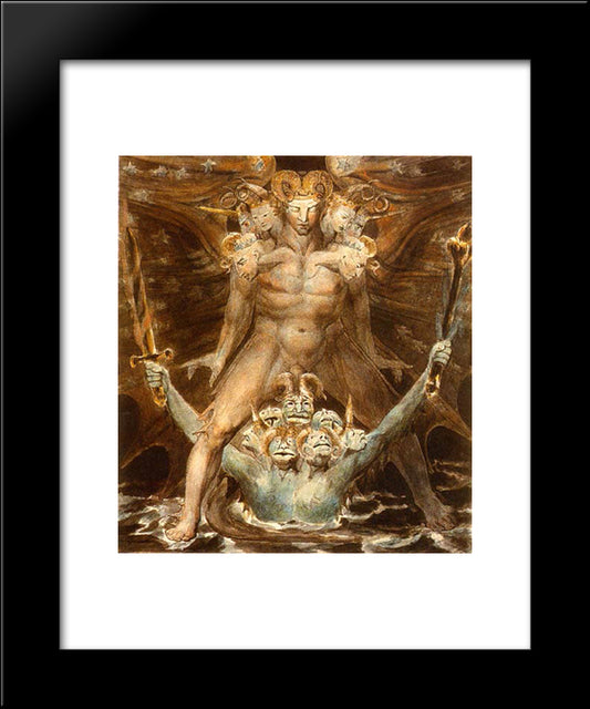 The Great Red Dragon And The Beast From The Sea 20x24 Black Modern Wood Framed Art Print Poster by Blake, William