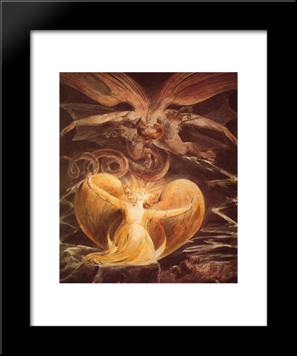 The Great Red Dragon And The Woman Clothed With The Sun 20x24 Black Modern Wood Framed Art Print Poster by Blake, William