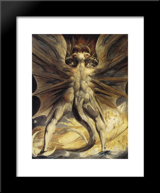 The Red Dragon And The Woman Clothed With The Sun 20x24 Black Modern Wood Framed Art Print Poster by Blake, William