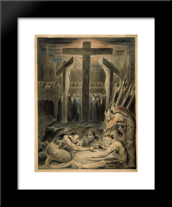 The Soldiers Casting Lots For Christ'S Garments 20x24 Black Modern Wood Framed Art Print Poster by Blake, William