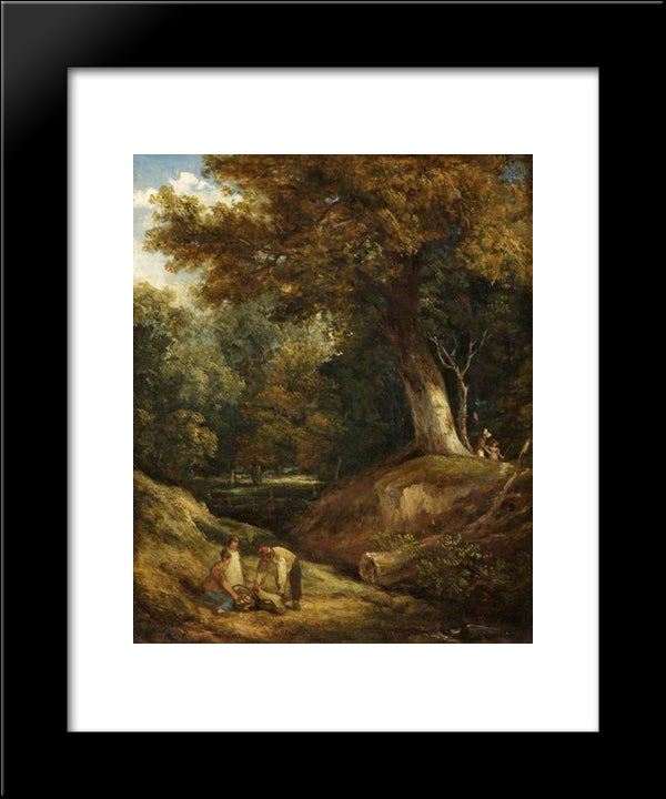 A Woodland Glade With Figures 20x24 Black Modern Wood Framed Art Print Poster by Collins, William