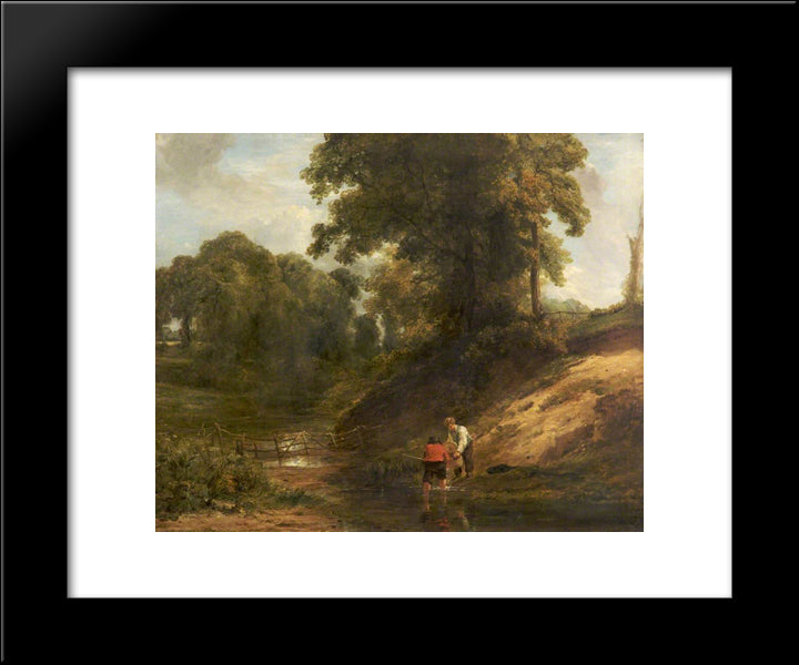 Boys Fishing 20x24 Black Modern Wood Framed Art Print Poster by Collins, William