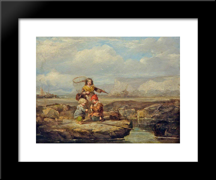 Coast Scene With Figures 20x24 Black Modern Wood Framed Art Print Poster by Collins, William