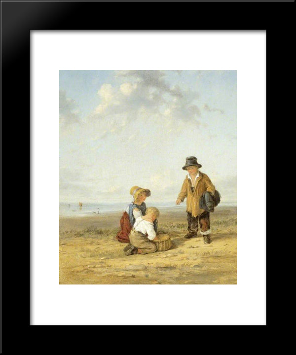 Figures On The Seashore 20x24 Black Modern Wood Framed Art Print Poster by Collins, William