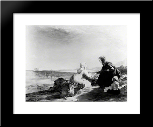 Fisherwomen On The Coast Near Boulogne 20x24 Black Modern Wood Framed Art Print Poster by Collins, William