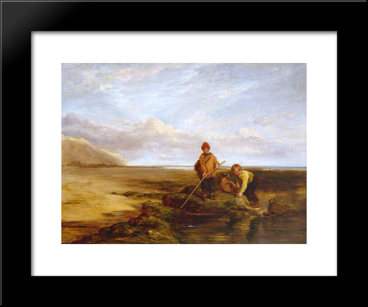 Prawn Fishing 20x24 Black Modern Wood Framed Art Print Poster by Collins, William