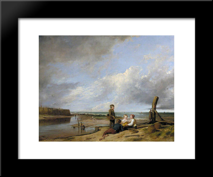 Shrimp Boys At Cromer, Norfolk 20x24 Black Modern Wood Framed Art Print Poster by Collins, William