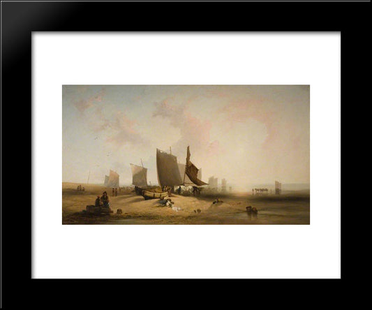 The Return Of The Fishing Boats 20x24 Black Modern Wood Framed Art Print Poster by Collins, William