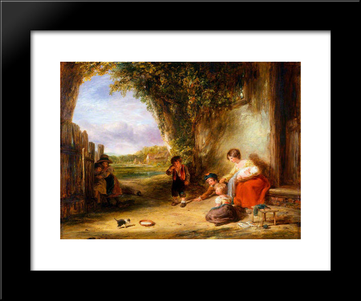 The Stray Kitten 20x24 Black Modern Wood Framed Art Print Poster by Collins, William