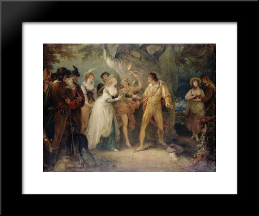 A Scene From 'As You Like It' By William Shakespeare 20x24 Black Modern Wood Framed Art Print Poster by Hamilton, William