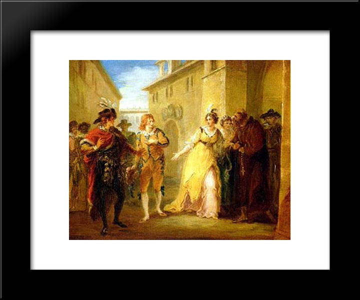 A Scene From Twelfth Night 20x24 Black Modern Wood Framed Art Print Poster by Hamilton, William