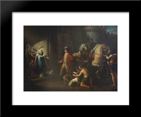 King Edgar'S First Interview With Queen Elfrida (Aelfryth) 20x24 Black Modern Wood Framed Art Print Poster by Hamilton, William