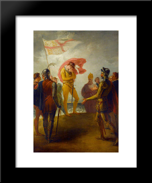 The Landing Of Richard Ii At Milford Haven 20x24 Black Modern Wood Framed Art Print Poster by Hamilton, William