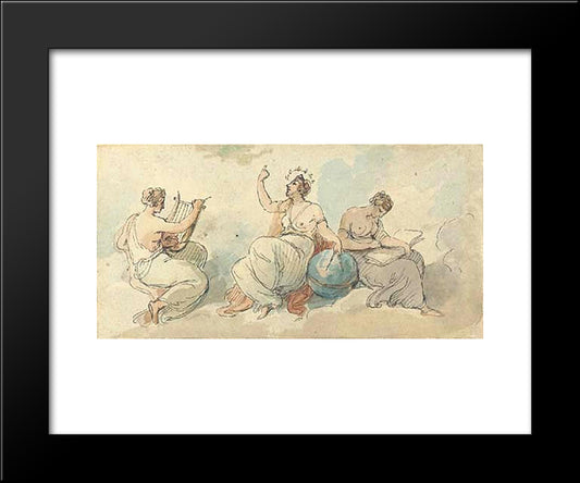 The Nine Muses 20x24 Black Modern Wood Framed Art Print Poster by Hamilton, William