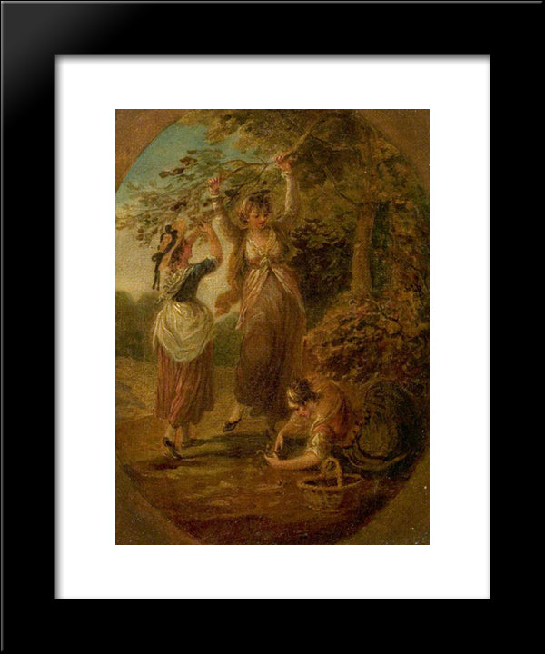 The Nut-Gatherers 20x24 Black Modern Wood Framed Art Print Poster by Hamilton, William