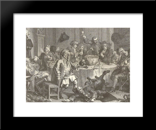 A Midnight Modern Conversation 20x24 Black Modern Wood Framed Art Print Poster by Hogarth, William