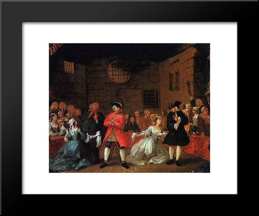 A Scene From The Beggar'S Opera 20x24 Black Modern Wood Framed Art Print Poster by Hogarth, William