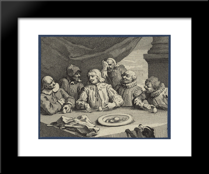 Columbus Breaking The Egg (Christopher Columbus) 20x24 Black Modern Wood Framed Art Print Poster by Hogarth, William