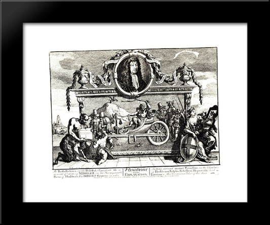 Frontispiece And Its Explanation (Hurdibras) 20x24 Black Modern Wood Framed Art Print Poster by Hogarth, William