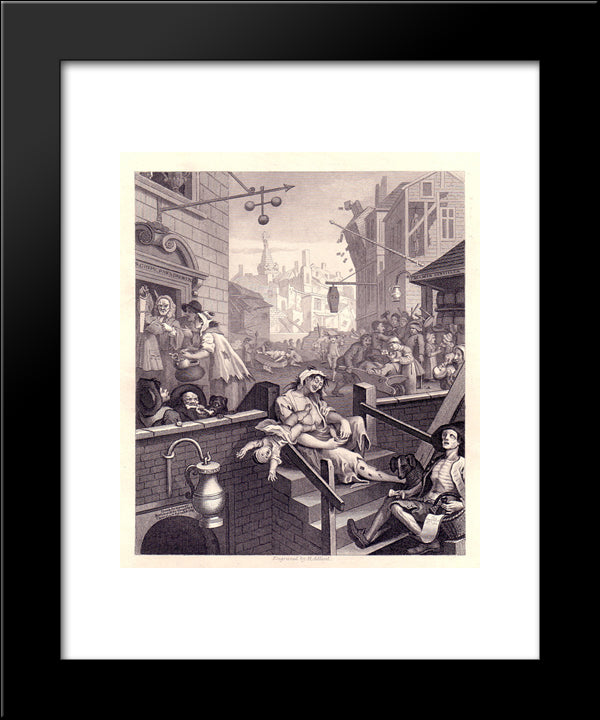 Gin Lane 20x24 Black Modern Wood Framed Art Print Poster by Hogarth, William