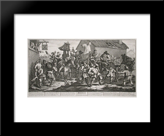 Hudibras Encounters The Skimmington, From 'Hudibras', By Samuel Butler 20x24 Black Modern Wood Framed Art Print Poster by Hogarth, William