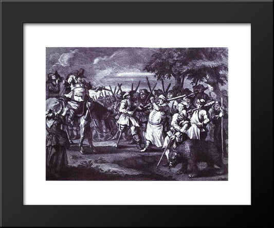 Hudibras' First Adventure, From 'Hudibras' By Samuel Butler 20x24 Black Modern Wood Framed Art Print Poster by Hogarth, William