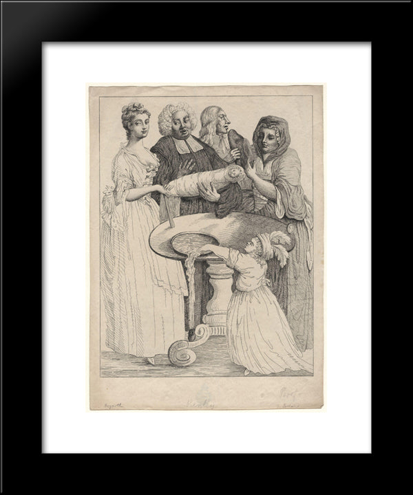 John Henley With Five Unknown Figures 20x24 Black Modern Wood Framed Art Print Poster by Hogarth, William